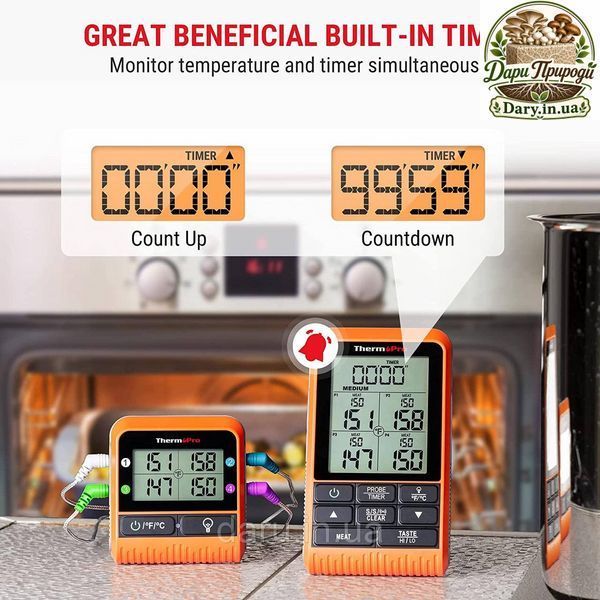 Беспроводной четырехканальный термометр ThermoPro TP829C с таймером, 12 режимов, диапазон от -10&deg;C до +300&deg;C 1699572255 фото