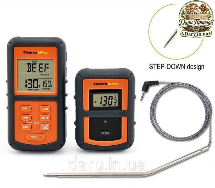 Термометр беспроводной ThermoPro TP-07S в прорезиненном корпусе, дальность до 100м, диапазон от 0&deg;С до +300&deg;С 591633812 фото