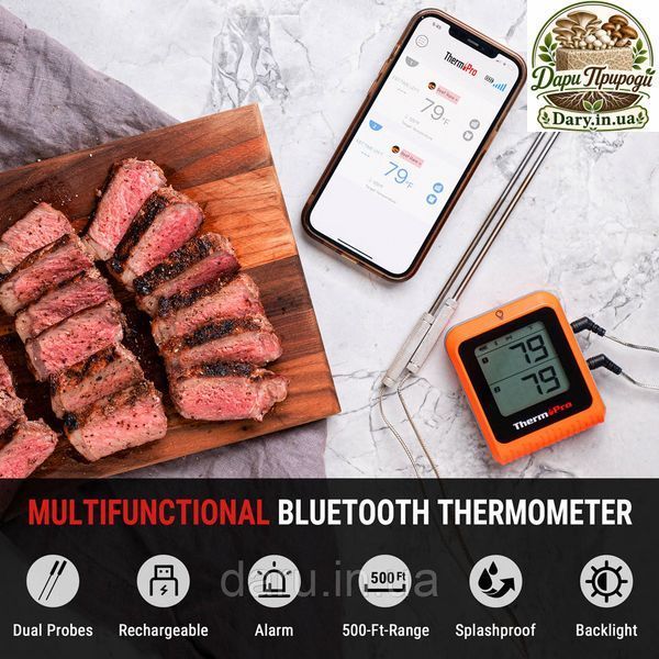 Термометр кухонный ThermoPro TP920 с 2 щупами, подключением через Bluetooth (200 метров), от -10&deg;C до +300&deg;C 2567028605 фото