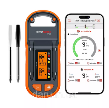 Бездротовий термометр ThermoPro TP972 TempSpike Plus з 2 щупами, Bluetooth 5.2 (180 метрів), -10 &deg;C до +300 &deg;C 2567028613 фото
