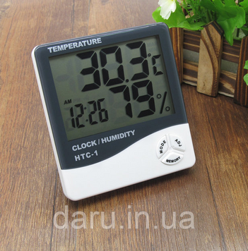 Цифровий термогігрометр AIRO HTC-1 (термометр: -10 &deg;C~+50 &deg;C; гігрометр: 10%-99%), годинник, будильник 543501355 фото
